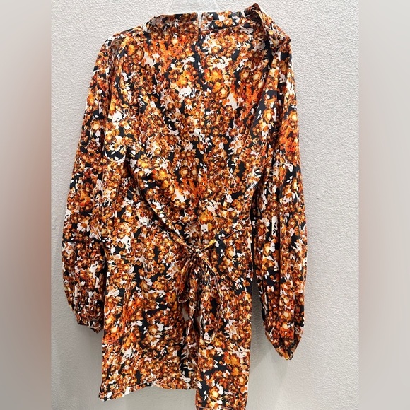 Camilla And Marc Dress Size 6 Orange Mini Fall Designer Mini Floral - Picture 5 of 8